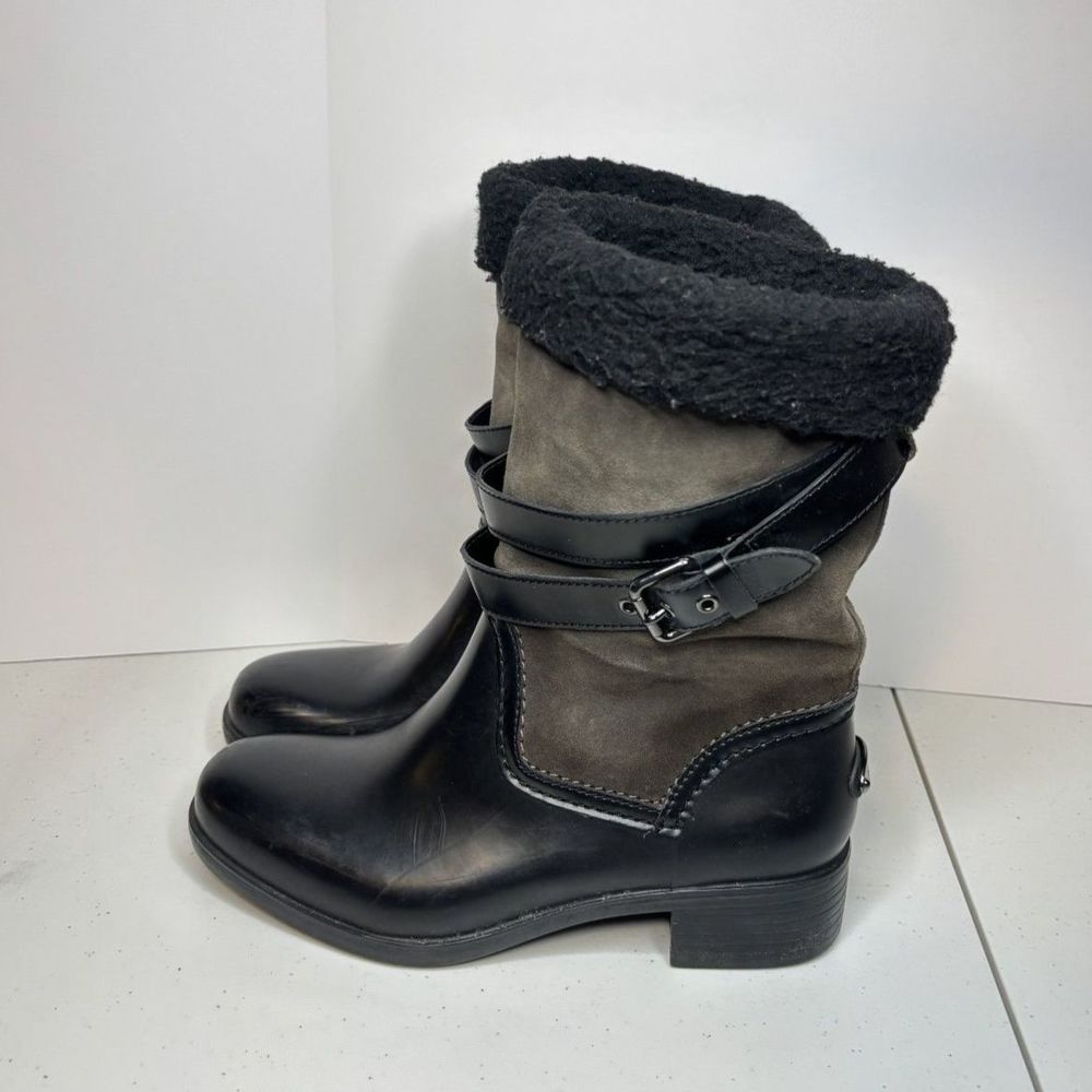 Coach Zena New York Faux Fur Suede Leather Insulated Boots Womens Buckle Lux - Picture 5 of 6